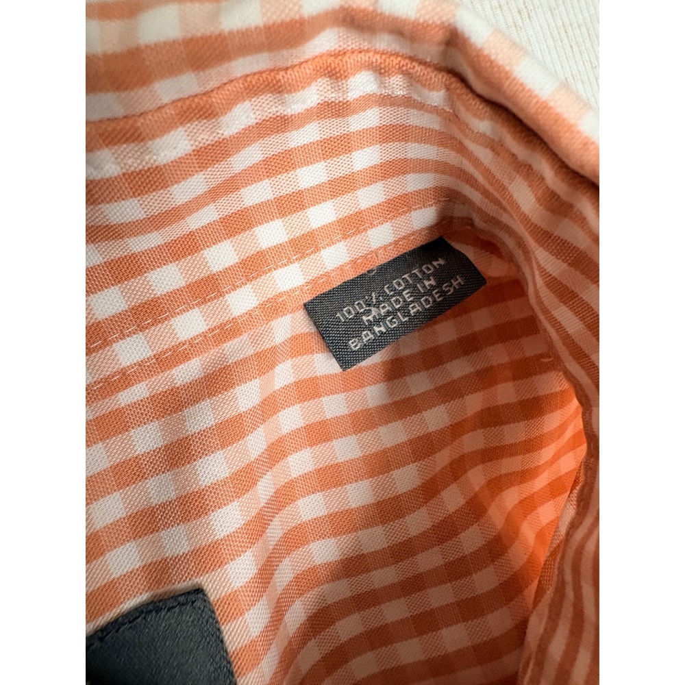 Kenneth Cole Reaction Mens Orange‎ Gingham Button Down Shirt L 16-16.5 34-35 - Picture 3 of 8